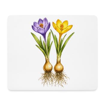 Crocuses in yellow and purple with onions - Mouse Pad (horizontal) - white - Front