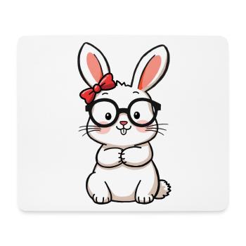 Kaninchen mit Brille - Mousepad (Querformat) - Weiß - Vorne