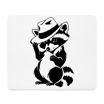 Cute raccoon with hat - Mouse Pad (horizontal) - white - Front