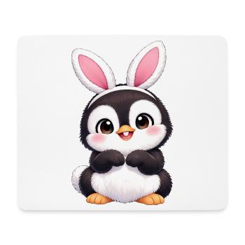 Petit ami mignon Pingouin Lapin de Pâques Oreilles - Tapis de souris (format paysage) - blanc - Devant