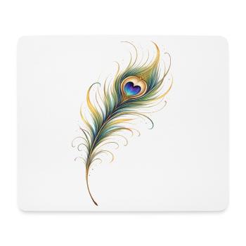 Pfauenfeder Herz Boho Yoga Geschenk   - Mousepad (Querformat) - Weiß - Vorne