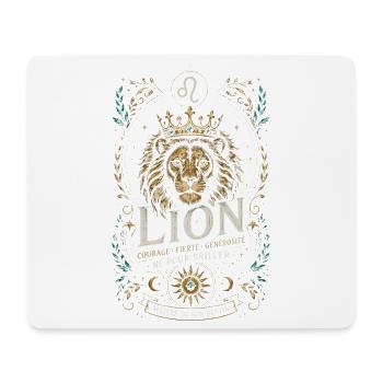 Lion royal émeraude: couronne et or - Tapis de souris (format paysage) - blanc - Devant