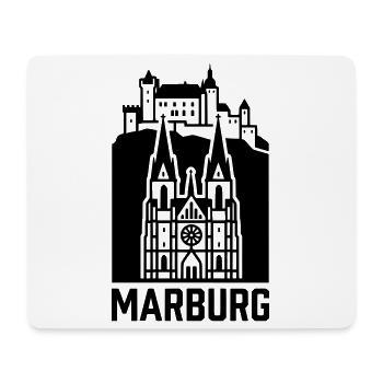 Marburg Silhouette Wahrzeichen - Mousepad (Querformat) - Weiß - Vorne
