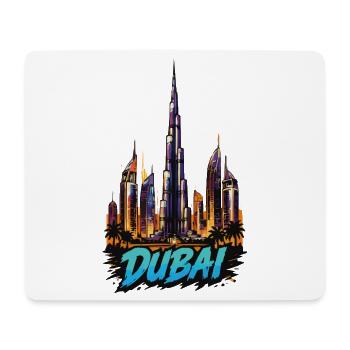 Dubai Skyline Neon Effect - Mouse Pad (horizontal) - white - Front