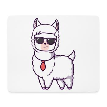 Cool Llama with Sunglasses Tie - Mouse Pad (horizontal) - white - Front