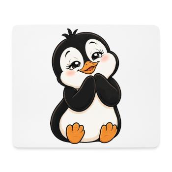 Un pingouin de dessin animé mignon ravi - Tapis de souris (format paysage) - blanc - Devant