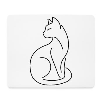 Silhouette de chat matou-chat aux lignes noires - Tapis de souris (format paysage) - blanc - Devant