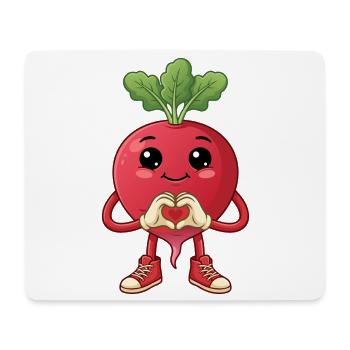 Ein lustiges rotes Radieschen mit Herz Hand Gemüse - Mousepad (Querformat) - Weiß - Vorne