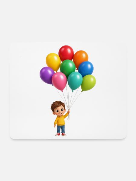 Glückliches Kind mit Regenbogenballons - Mousepad (Querformat) - Weiß