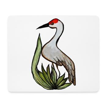 Kranich in Aquarell Pflanzenlandschaft - Mousepad (Querformat) - Weiß - Vorne