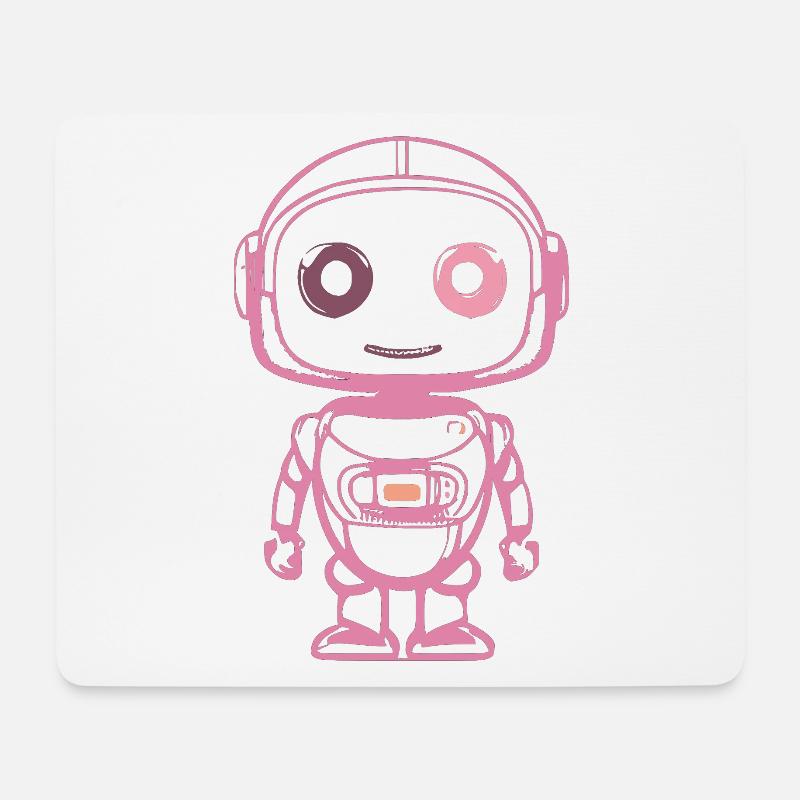 Rosa Weltraumroboter Illustration - Mousepad (Querformat) - Weiß