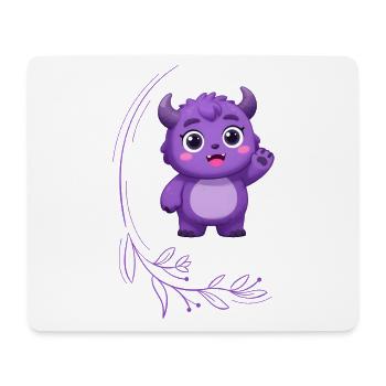 Niedliches, winkendes lila Monsterchen - Mousepad (Querformat) - Weiß - Vorne