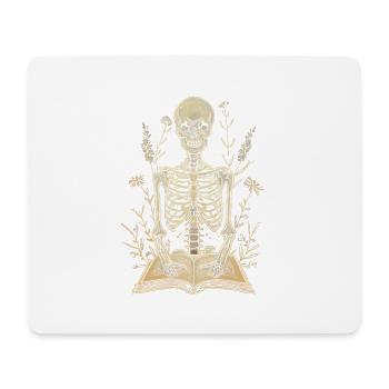 Skelett im Büchergarten Leseratte Bücherwurm - Mousepad (Querformat) - Weiß - Vorne
