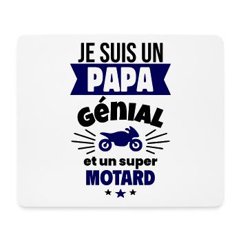 Je suis un papa génial et un super motard - Tapis de souris (format paysage) - blanc - Devant