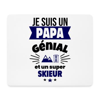Papa génial & skieur – idée fête des pères - Tapis de souris (format paysage) - blanc - Devant