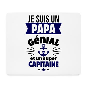 Papa génial & capitaine – idée fête des pères - Tapis de souris (format paysage) - blanc - Devant