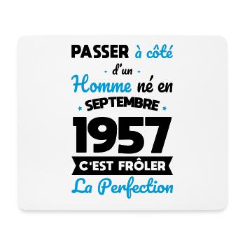 Anniversaire 65 ans - Né en Septembre 1957 - Tapis de souris (format paysage) - blanc - Devant