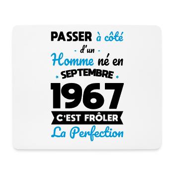 Anniversaire 55 ans - Né en Septembre 1967 - Tapis de souris (format paysage) - blanc - Devant