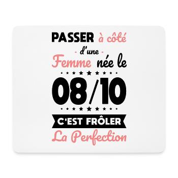 Anniversaire - Née 8 Octobre Frôler perfection - Tapis de souris (format paysage) - blanc - Devant