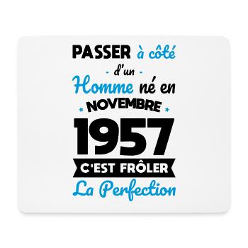 Anniversaire 65 ans - Né en Novembre 1957 - Tapis de souris (format paysage) - blanc - Devant