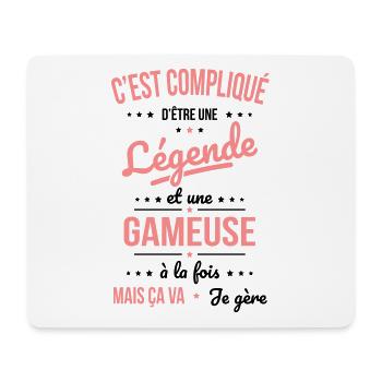 Compliqué d'être une légende et une gameuse - Tapis de souris (format paysage) - blanc - Devant