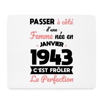 Anniversaire 81 ans - Née en Janvier 1943 - Tapis de souris (format paysage) - blanc - Devant