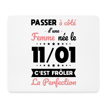 Anniversaire - Née le 11 Janvier Frôler perfection - Tapis de souris (format paysage) - blanc - Devant