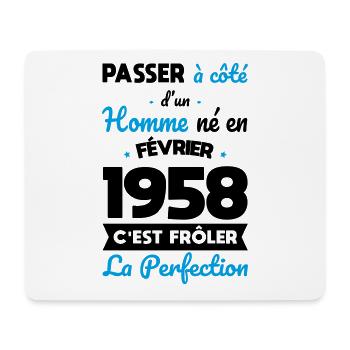 Anniversaire 65 ans - Né en Février 1958 - Tapis de souris (format paysage) - blanc - Devant