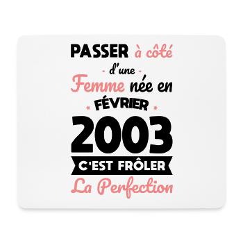 Anniversaire 20 ans - Née en Février 2003 - Tapis de souris (format paysage) - blanc - Devant