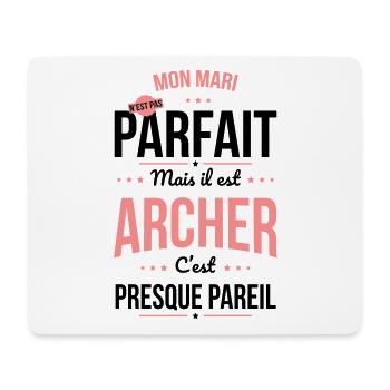 Ma femme n'est pas parfaite mais elle est archère - Tapis de souris (format paysage) - blanc - Devant