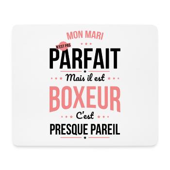 Mon mari n'est pas parfait mais il est boxeur - Tapis de souris (format paysage) - blanc - Devant