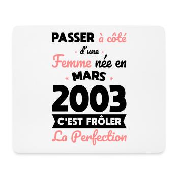 Anniversaire 20 ans - Née en Mars 2003 - Tapis de souris (format paysage) - blanc - Devant