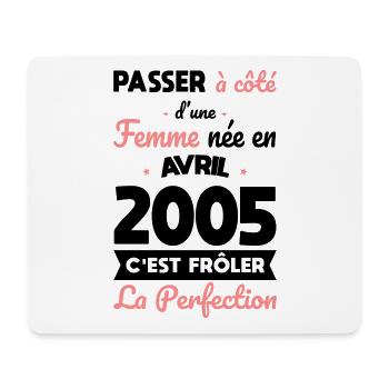 Anniversaire 20 ans - Née en Avril 2005 - Tapis de souris (format paysage) - blanc - Devant