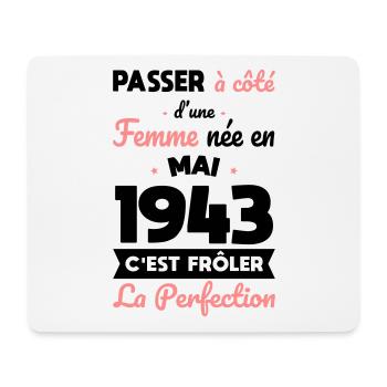 Anniversaire 81 ans - Née en Mai 1943 - Tapis de souris (format paysage) - blanc - Devant