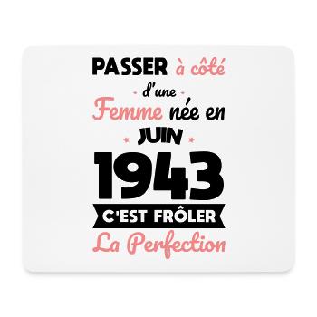Anniversaire 81 ans - Née en Juin 1943 - Tapis de souris (format paysage) - blanc - Devant