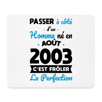 Anniversaire 20 ans - Né en Août 2003 - Tapis de souris (format paysage) - blanc - Devant