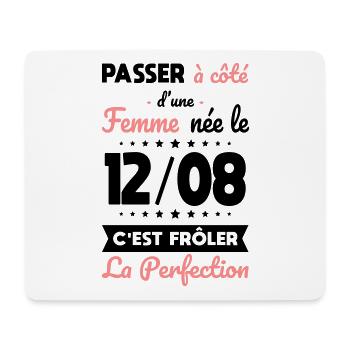 Anniversaire - Née le 12 Août Frôler perfection - Tapis de souris (format paysage) - blanc - Devant