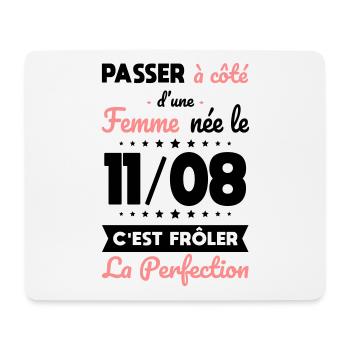 Anniversaire - Née le 11 Août Frôler perfection - Tapis de souris (format paysage) - blanc - Devant