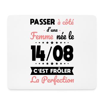 Anniversaire - Née le 14 Août Frôler perfection - Tapis de souris (format paysage) - blanc - Devant