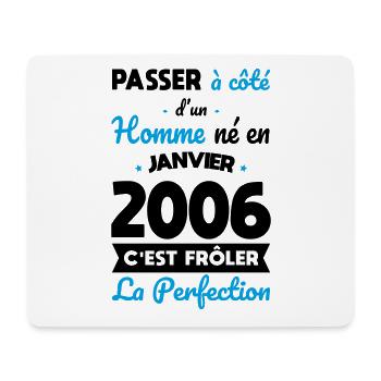 Anniversaire 18 ans - Né en Janvier 2006 - Tapis de souris (format paysage) - blanc - Devant