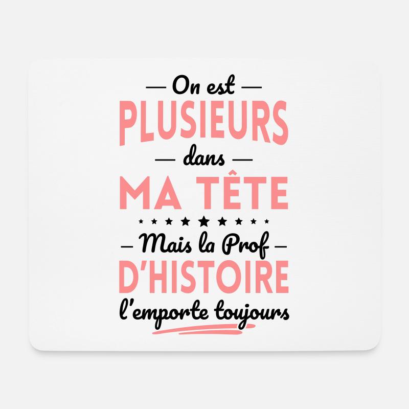 Plusieurs dans tête la Prof d'Histoire l'emporte - Tapis de souris (format paysage) - blanc