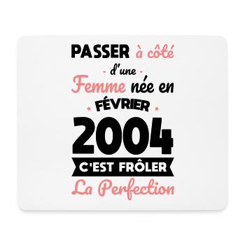 Anniversaire 20 ans - Née en Février 2004 - Tapis de souris (format paysage) - blanc - Devant