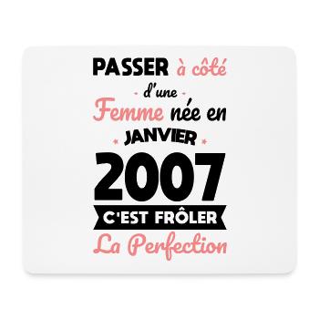 18th birthday - born in January 2007 - Mouse Pad (horizontal) - white - Front