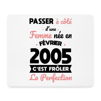 Anniversaire 20 ans - Née en Février 2005 - Tapis de souris (format paysage) - blanc - Devant