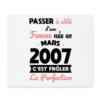 18th birthday - Born in March 2007 - Mouse Pad (horizontal) - white - Front