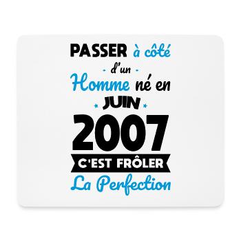 Anniversaire 18 ans - Né en Juin 2007 - Tapis de souris (format paysage) - blanc - Devant