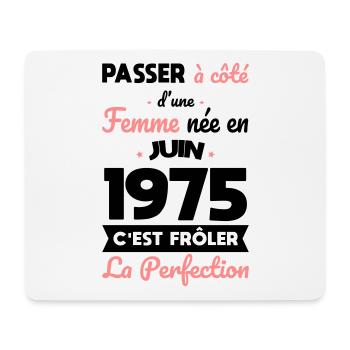 Anniversaire 50 ans - Née en Juin 1975 - Tapis de souris (format paysage) - blanc - Devant