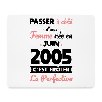 Anniversaire 20 ans - Née en Juin 2005 - Tapis de souris (format paysage) - blanc - Devant