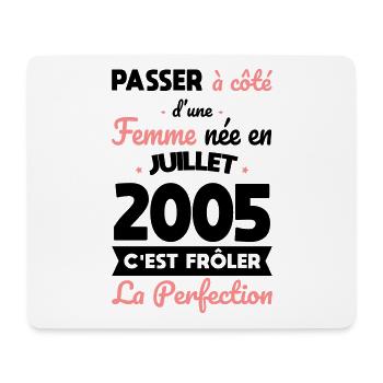 Anniversaire 20 ans - Née en Juillet 2005 - Tapis de souris (format paysage) - blanc - Devant