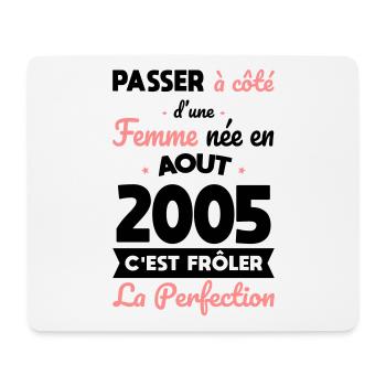 Anniversaire 20 ans - Née en Août 2005 - Tapis de souris (format paysage) - blanc - Devant